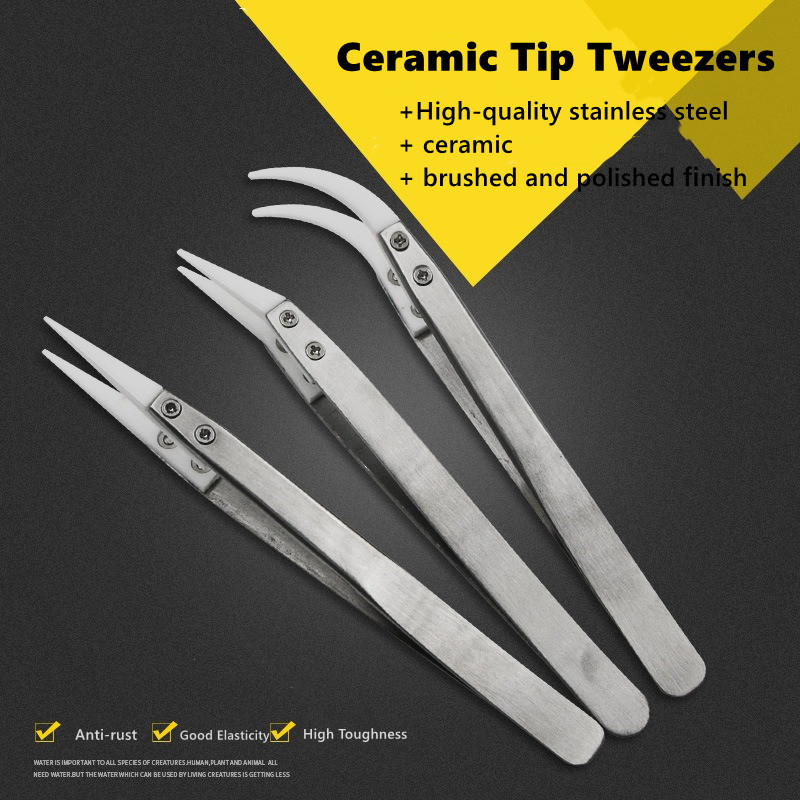 Smd Tweezer Set - Hittebestendig keramische pincetset, 3-delige antistatische geïsoleerde