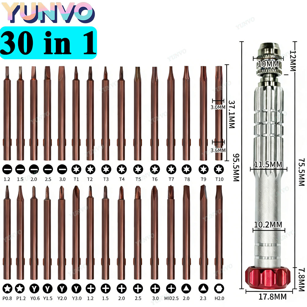 Electronics Repair Services - 30-in-1 magnetische precisie schroevendraaierset, S2 stalen