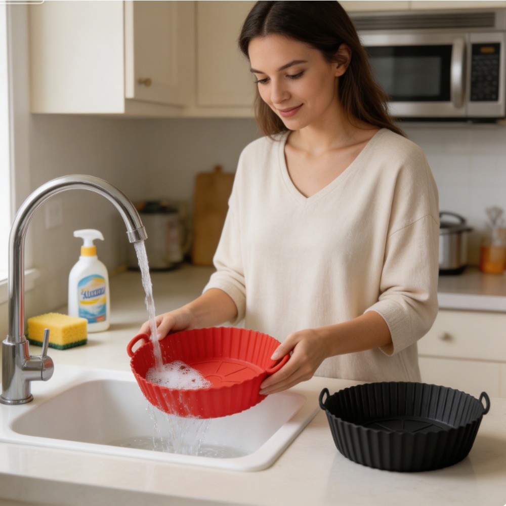 Heat Mat Silicone - Ronde siliconen airfryer-bakvorm, herbruikbaar, hittebestendig, antiaanbak,