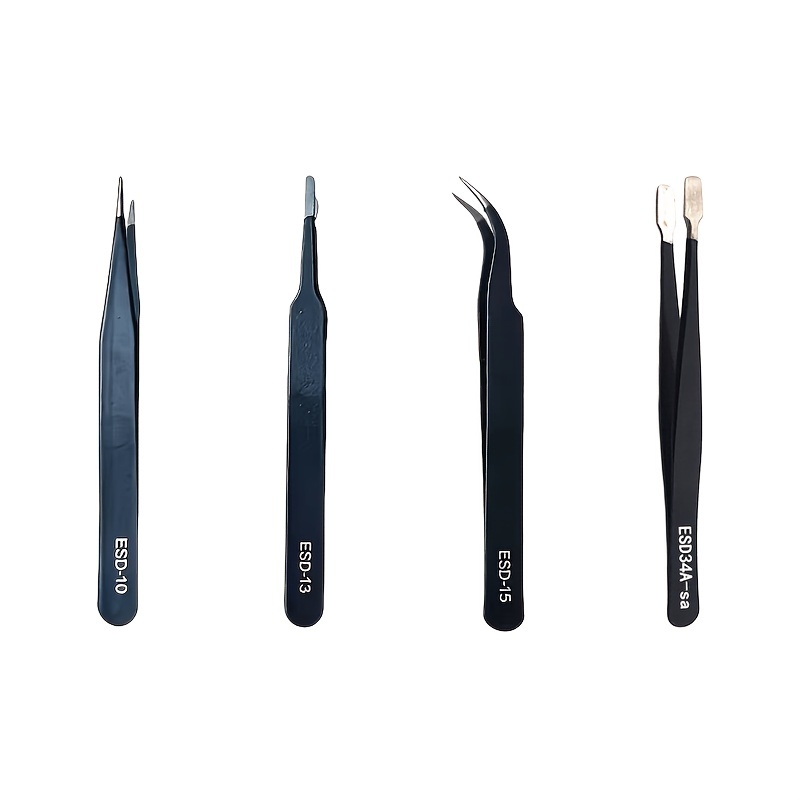 Smd Tweezer Set - 4-delige ESD precisie pincetset, anti-magnetische roestvrijstalen